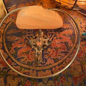 Sterling silver cross with black pearls